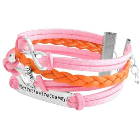 Zodaca Fashion Leather Cute Infinity Charm Bracelet Jewelry Silver lots Pink/Orange Idiom Plate