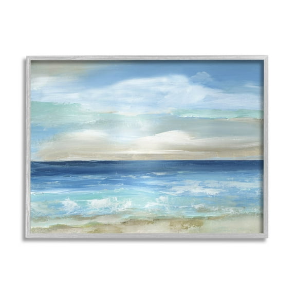 Stupell Industries Crashing Ocean Ripples Scenery Painting Gray Framed Art Print Wall Art, Design by Nan