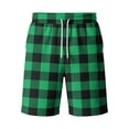 thumbnail image 4 of Resicozy Plaid Shorts for Men Casual Classic Fit Elastic Waist Bermuda Short Straight Leg Loose Y2k Lounge Shorts with Pockets Green S, 4 of 5