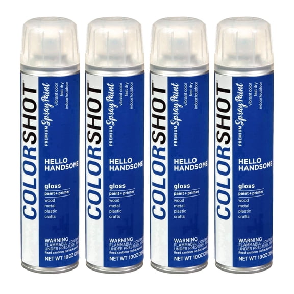 COLORSHOT Gloss Spray Paint, Hello Handsome (Royal Blue) 10 oz. 4 Pack, Fast-Drying Acrylic Paint, Indoor & Outdoor Use