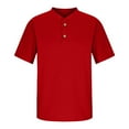 thumbnail image 5 of Favoffer Summer Boys Solid Color Basic Buttoned Top Henley Neck Short Sleeve Classic Regular Fit Stretchy Tee Casual Travel Home Outdoor 5-14Y, 5 of 8