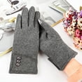 thumbnail image 4 of Dyfzdhu Fashion Women Keep Warm Winter Cuff Soft Lining Button Decoration Gloves Grey, 4 of 4