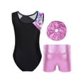thumbnail image 2 of Sxiwei Kids Girls 3Pcs Sleeveless Gymnastics Ballet Leotard with Shorts Headband Set Dance Workout Pink 8, 2 of 5
