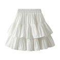 thumbnail image 1 of Women's Tiered Ruffle Skirts Elastic High Waist Pleated A Line Cute Short Skirts for Summer Casual Golf Tennis (One Size, White), 1 of 4