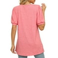 thumbnail image 2 of Womens Square Neck Tops Puff Short Sleeve Cotton Tshirts Summer Solid Color Tunic Tees Cute Tops, 2 of 4