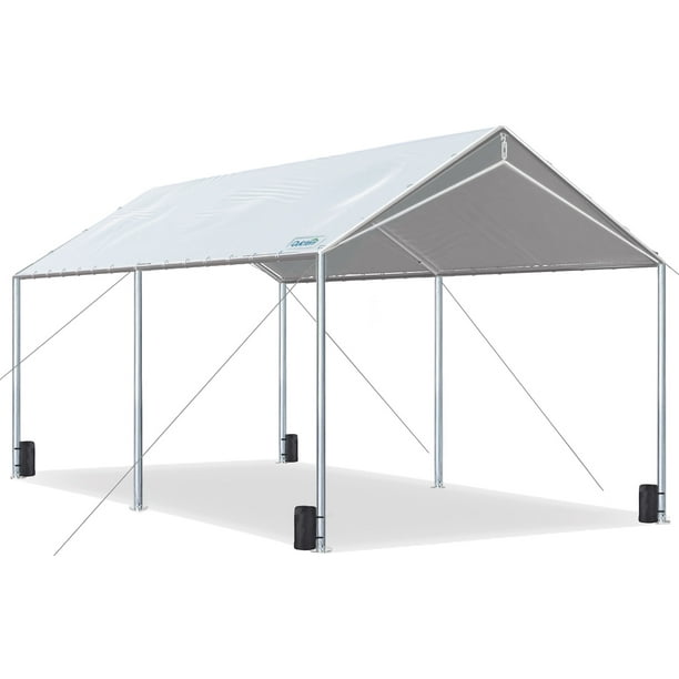 Quictent 10X20 ft Upgraded Heavy Duty Car Canopy Carport Boat Shelter with 3 Reinforced Steel