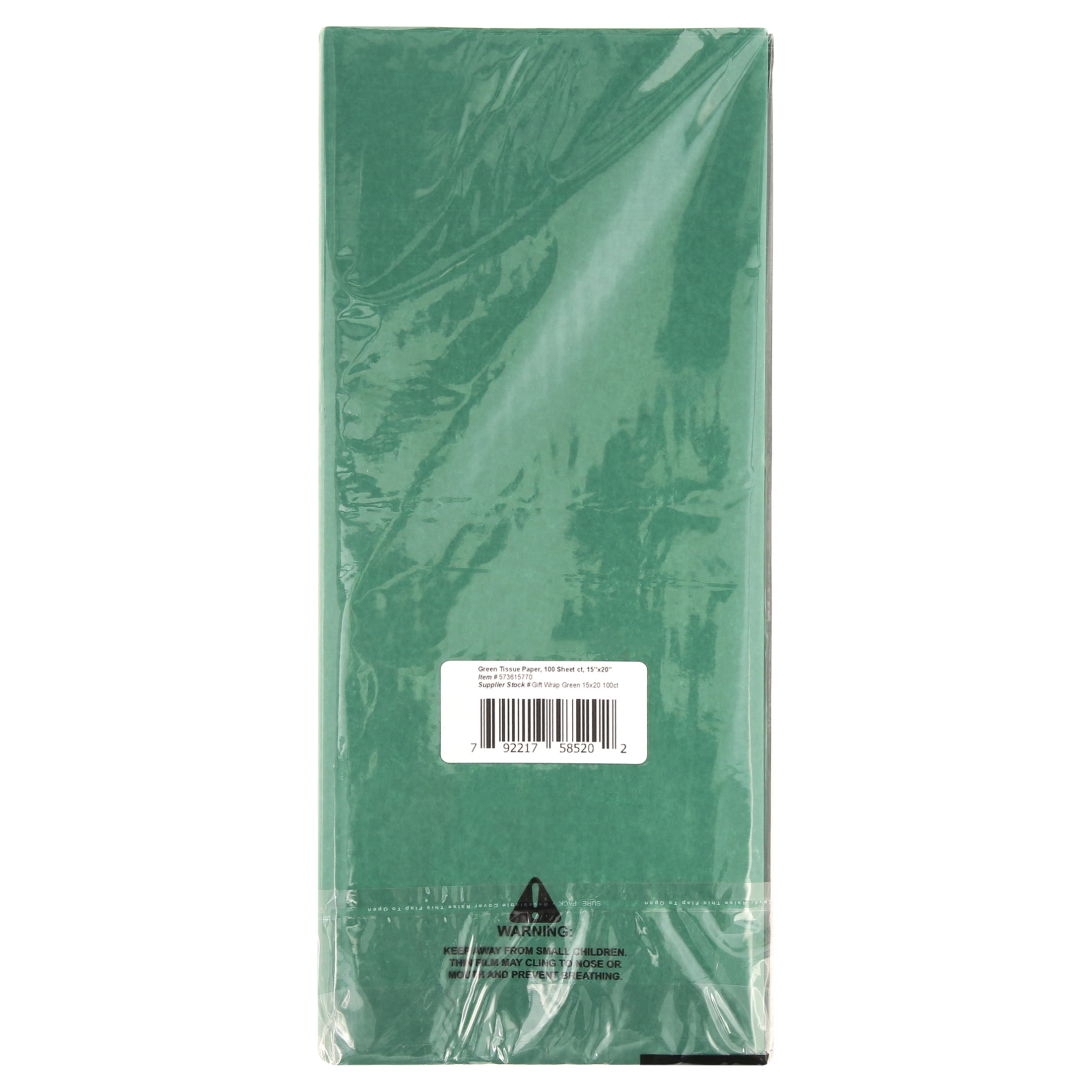 Green Tissue Paper, 15"x20", 100 ct