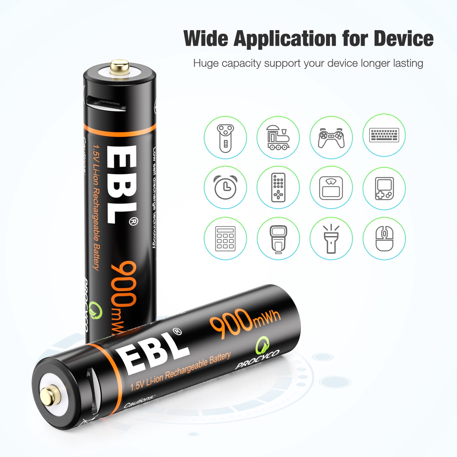 EBL Rechargeable AAA Batteries (8 Pack), 1.5V USB Rechargeable Lithium Triple a Batteries