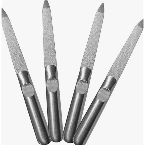 4PCS Diamond Nail File, Stainless Steel Trimming Tool for Salon and Home Use