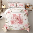 thumbnail image 2 of Erosebridal Cute Elf N Letter Bed Spread Queen for Girls, Chic Floral Butterfly Queen Coverlet Set, 3-Piece 1 Quilt and 2 Pillowcases, 2 of 7