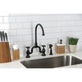 thumbnail image 4 of Kingston Brass KS7795AXBS English Country Two-Handle 3-Hole Deck Mount Bridge Kitchen Faucet with Brass Side Sprayer in Oil Rubbed Bronze, 4 of 8