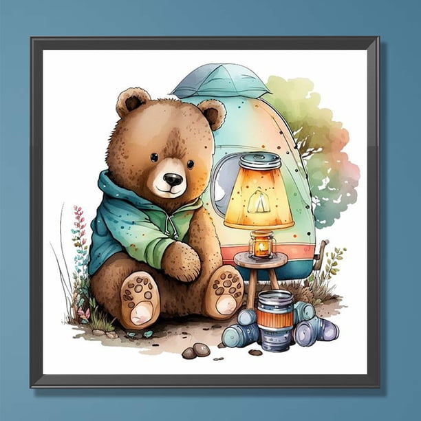 Cuadros Decorativos 5D bricolaje taladro redondo completo diamante pintura oso Kit arte decoración del hogar (V4248) Wdftyju embutido en tela