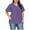 Purple, variant on Wyobmus Women's Plus Size Shirts Loose Fit Bell Short Sleeve Tops Stretch Casual Solid V Neck Front Pleat T-Shirt Light Blue