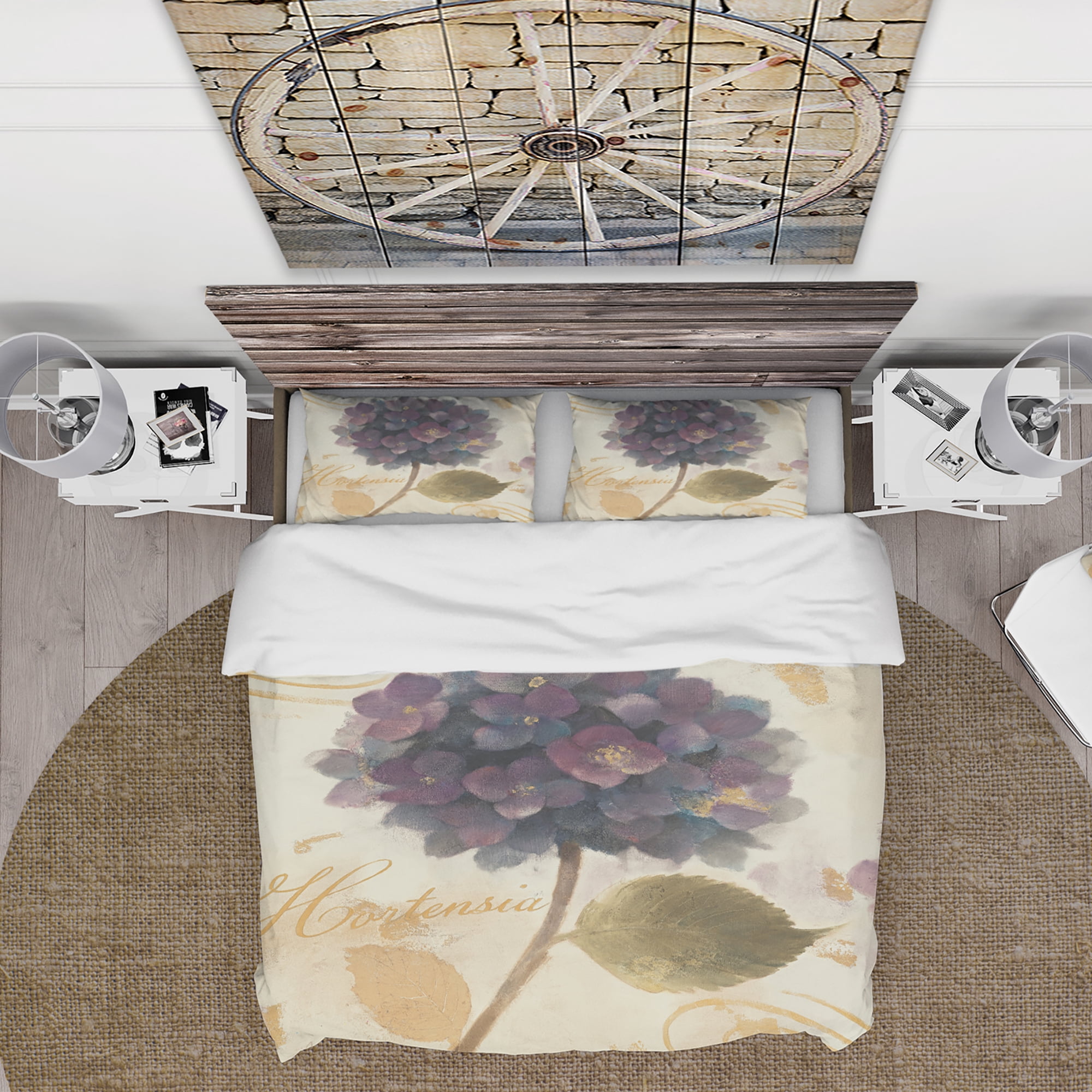 Designart 'Abundant Hydrangea Flower I' Cottage Duvet Cover Set