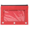 thumbnail image 4 of 12 Pack of Bulk Wholesale 3 Ring Binder Clear Window Zippered Pencil Cases for Pens, Pencils, Markers, Scissors, Sharpeners, Erasers, Students and Classrooms in 8 Assorted Colors, 4 of 6