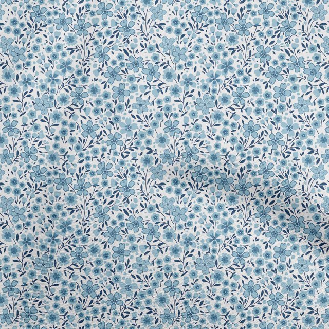 oneOone Tissu Georgette Viscose Bleu Sarcelle Foncé Floral Tissu pour Robe Tissu Imprimé au Mètre 42 Pouces de Large