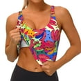 thumbnail image 3 of Balery Colorful Bananas Sujetadores deportivos con espalda cruzada para mujer, acolchados, sin costuras, de alto impacto, ideales para yoga, gimnasio, entrenamiento y fitness.-X-Large, 3 of 8