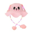 thumbnail image 3 of Sombrero de conejito para niños con luz, protección solar, gorra de pescador de moda, sombrero de paja para regalo Rosa, 3 of 9