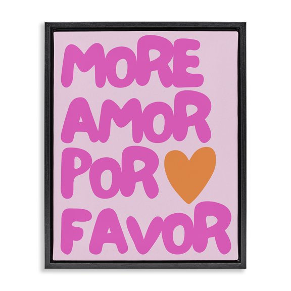 Stupell Industries More Amor with Heart Text & Numbers Painting Black Floater Framed Canvas Art Print Wall Art, 17 x 21