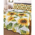 thumbnail image 3 of Quilts Queen Size, Sunflower Soft Comforter Bedding Set for Bed, Watercolor Summer Botanical Yellow Lightweight Quilted Bedspread with Pillow Cover(2 Pieces) for All Season, 90x96 Inch, 3 of 6
