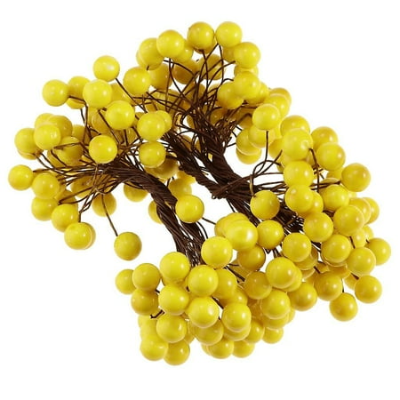 

2x 20-mini Branch Artificial Berries Christmas Wedding Bouquet Wreath Yellow 1