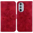 thumbnail image 2 of Compatible with Motorola Moto Edge 30 Pro Embossed Lily Wallet Case with Card Holder PU Leather Flip Cover, 2 of 5