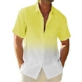 thumbnail image 2 of LANGWYQU Short Sleeve Men Gradient Color Patchwork Male Lapel Blouse Shirt, 2 of 4