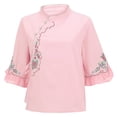 thumbnail image 6 of Women'S Embroidered Blouses，Womens Gauze Tops Boho Peasant Gauze Blouses Womens Linen Cotton Blouses Summer Gauze Shirts Beach Vacation Tshirts Cotton Linen Shirts For Women Peasant Blouse, 6 of 9