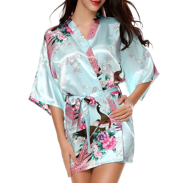 Vêtements de Nuit pour Femmes Lingerie Aguichant Femmes Robe de Mariée en Soie Simulée Imprimée Robe de Mode Robe de Bain Lingerie Vêtements de Nuit