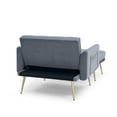thumbnail image 5 of Recliner Sofa Chair with Ottoman, Convertible Sofa Bed with Two Arm Pockets and 1 Pillow Velvet 2 in 1 Chaise Lounge Chair with 3 Adjustable Angles and Wood Frame Accent Chair for Living Room, Grey, 5 of 7