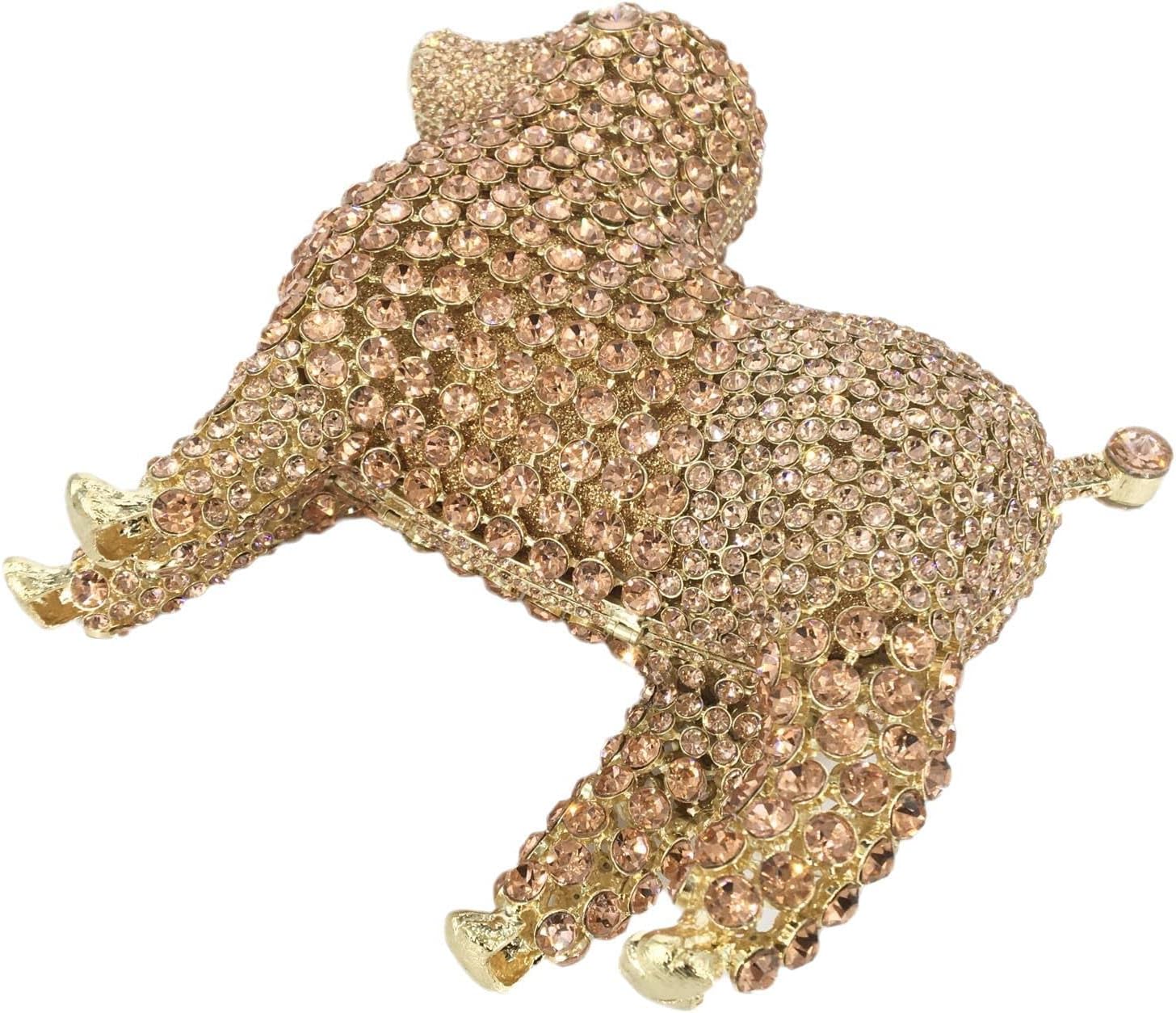 Baguery Luxury Poodle Rhinestone Clutch Purse for Women, Sparkling Crystal Evening Bag Wedding Party Phone-Friendly Animal Purse