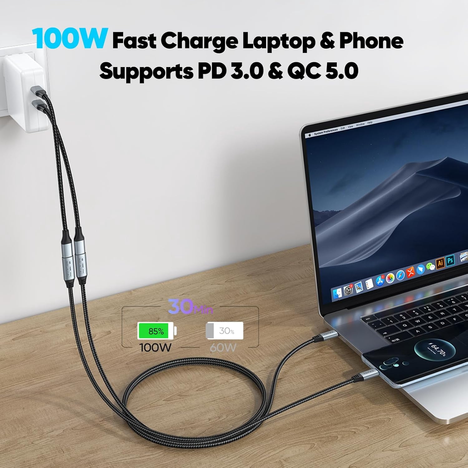 JJEAN-2-Pack 3FT USB C Extension Cable (Fast Charging 100W/Data Fast 10Gbps/ Monitor Video 4K) , USBC Type-C Extender Male to Female for Sam/sung Galaxy S25-S22,Pixel 6-8, iPhone 17-15, iPad Pro,CarP
