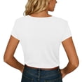 thumbnail image 5 of Babysbule Women's V Neck Button Placket Short Sleeve Henley T Shirt, Casual Loose Fit Top for Daily All Season Wear, 5 of 6