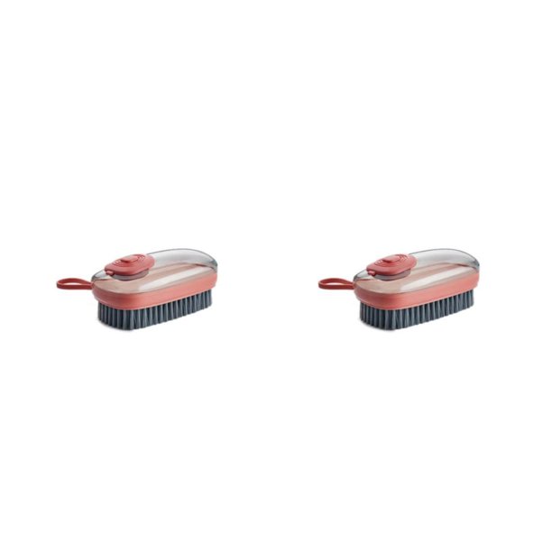Inteprter Zapatos de cepillo de limpieza multifuncional Práctico dispensador de jabón líquido portátil Cepillos de lavandería hidráulicos Naranja 2piezas