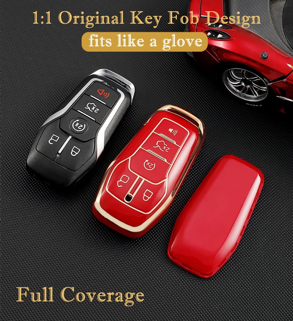 for Ford Key Fob Cover, Premium Soft TPU Full Protection Key Fob Case for Ford Fusion Mustang F150 Edge Explorer Lincoln MKZ MKC MKX Smart Remote Key Protector