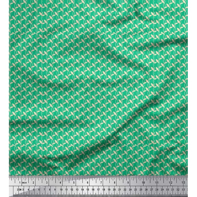 Soimoi Green Cotton Voile Fabric Chain Geometric Print Sewing Fabric Yard 42 Inch Wide