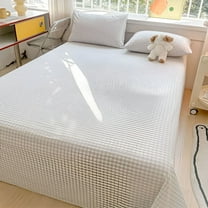 AUQ Gingham Sheets Cotton Full Size Bed Sheets 63x90" Checkered Queen Sheets Soft Breathable Cozy Warm Flannel Fleece Sheet Set Blue&White Plaid Sheets