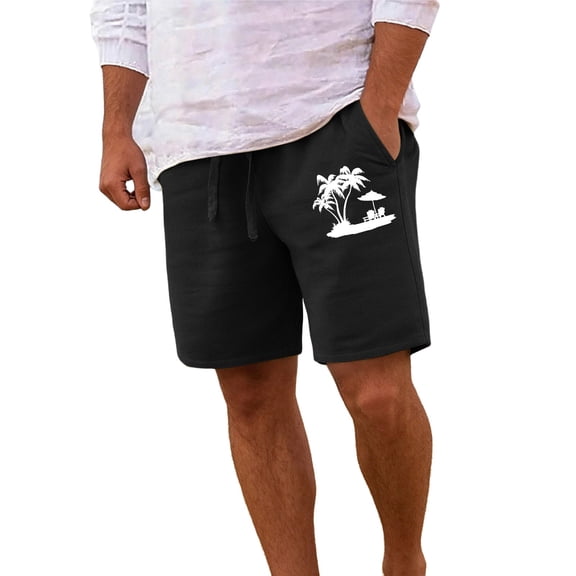 CONZONE Mens Casual Shorts Elastic Waist Drawstring Summer Beach Shorts For Men Hawaiian Graphic Lightweight Loose Fit Outdoor Shorts With Pockets