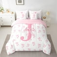thumbnail image 3 of Castle Fairy Personalized Initial Girl 7 Pieces Bedding Comforter Set,Kawaii Bowknot Full Bedding Set Lightweight,Pink White Fitted Sheet Flat Sheet,Microfiber Bedroom Decor, 3 of 9