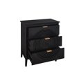 thumbnail image 6 of 3 Drawers Hollow-Carved Accent Cabinet, Delicate Life Furniture of Drawers Cabinet, 3 Drawer Cabinet with Solid Wood Legs for Bedroom Living Room Entryway, Black, 6 of 9
