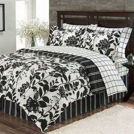 the big one black white meadow twin 6 piece bed in bag set the big one black white meadow twin 6 piece bed in bag set