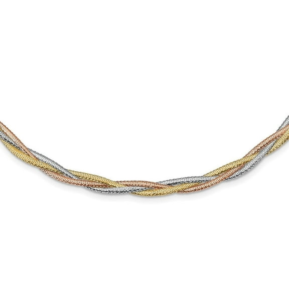 Auriga Fine Jewelry 14K Tri-Color Gold Textured Stretch Necklace for Women 17.75"