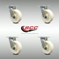 thumbnail image 2 of 6 Inch Stainless Steel Nylon Wheel Swivel Caster Set with Ball Bearings SCC, 2 of 2