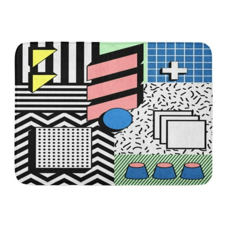 GODPOK Color 1980S Fun Block Colorful Geometric Stylish Graphic Design Circle Composite Rug Doormat Bath Mat 23.6x15.7