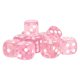 thumbnail image 4 of Lot de 20 dés transparents à 6 faces, coins arrondis, pour jeux de société et enseignement des mathématiques, rose à pois blancs, 4 of 4