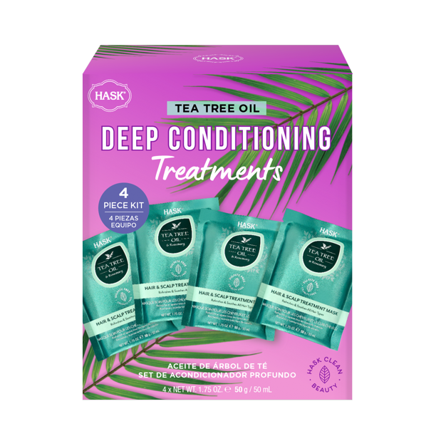 HASK Tea Tree Oil & Rosemary Hair & Scalp Treatment Mask, 4Pack (1.75