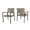 thumbnail image 7 of Noble House Luton Wicker Patio Dining Arm Chair in Gray (Set of 2), 7 of 7