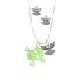 thumbnail image 2 of Delight Jewelry Acrylic Large Lime Green Skull Silver tone Guardian Angel Charm Necklace and Stud Earrings, 2 of 4