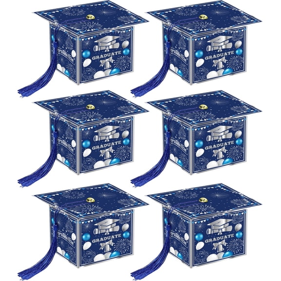 6 Pcs Graduation Candy Boxes, Clearance, Class of 2026 Graduation Candy Boxes with Tassel,Mini Graduation Cap Gift Boxes, Small Treat Chocolate Box Centerpieces for Party Graduate Favors Supplies