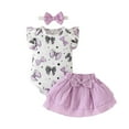 thumbnail image 3 of Zanarzt Girls Outfits Sets Romper Baby Girl Clothes Romper Shorts Set Floral Summer Outfits Cute Baby Clothes Girl Purple,9-12 Months, 3 of 9
